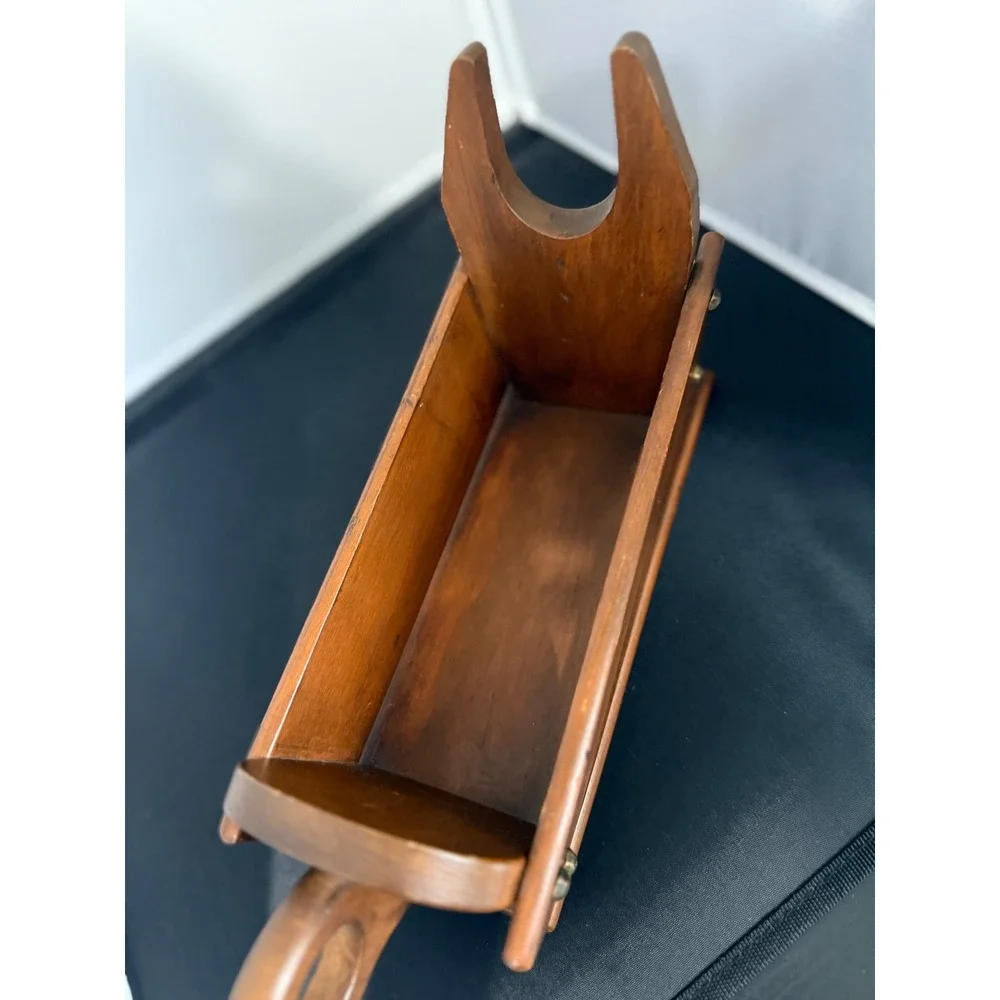Vintage 60s Wood Napkin Holder Caddy folk art Rustic‎ Kitchen tabletop organizer